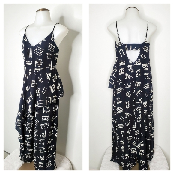 Anthropologie- Maeve | Black Day Trip Cropped Wide Leg Printed Jumpsuit - Picture 5 of 9